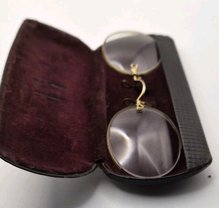 Vintage Glasses Spectacles Pince Nez 1900s Antique Gold Tone1