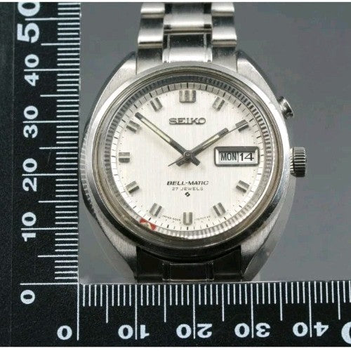 Vintage SEIKO Bell-Matic 4006-7000 Alarm Silver Men AT Watch3