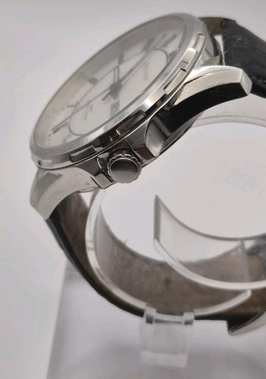 Accurist Men’s Analogue Day/Date Quartz Black Leather Strap Watch 1U05 MS990W7