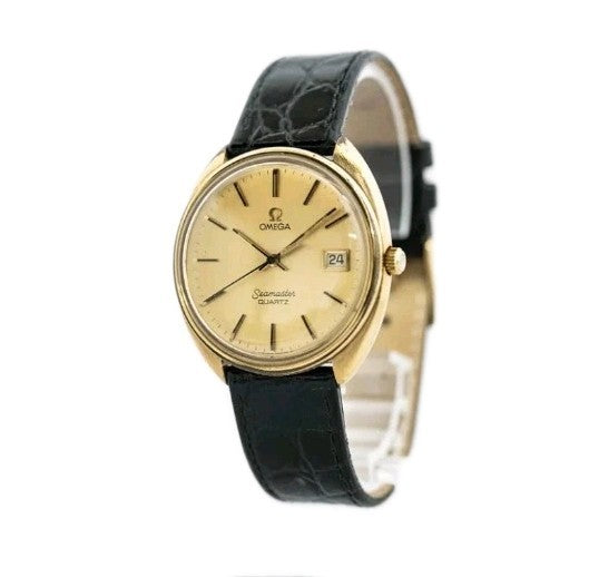 OMEGA Seamaster Cal.1342 Quartz Gold Dial Date Mens 34mm Watch4
