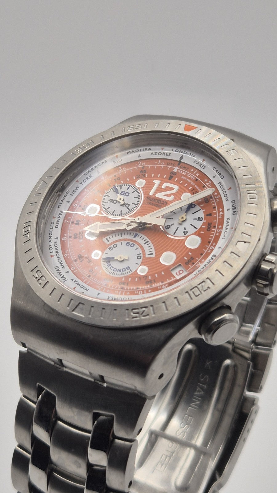 Swatch Irony Chronograph Get Fly Arancione YOS415G Orange Steel4