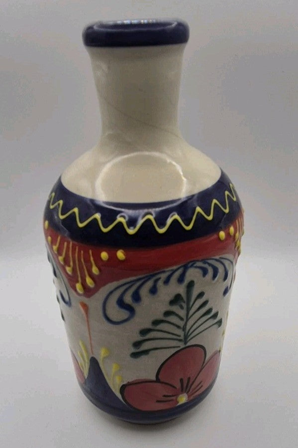 Colourful Pedraza Spain, Studio Pottery Hand Painted Ceramic Bottle1