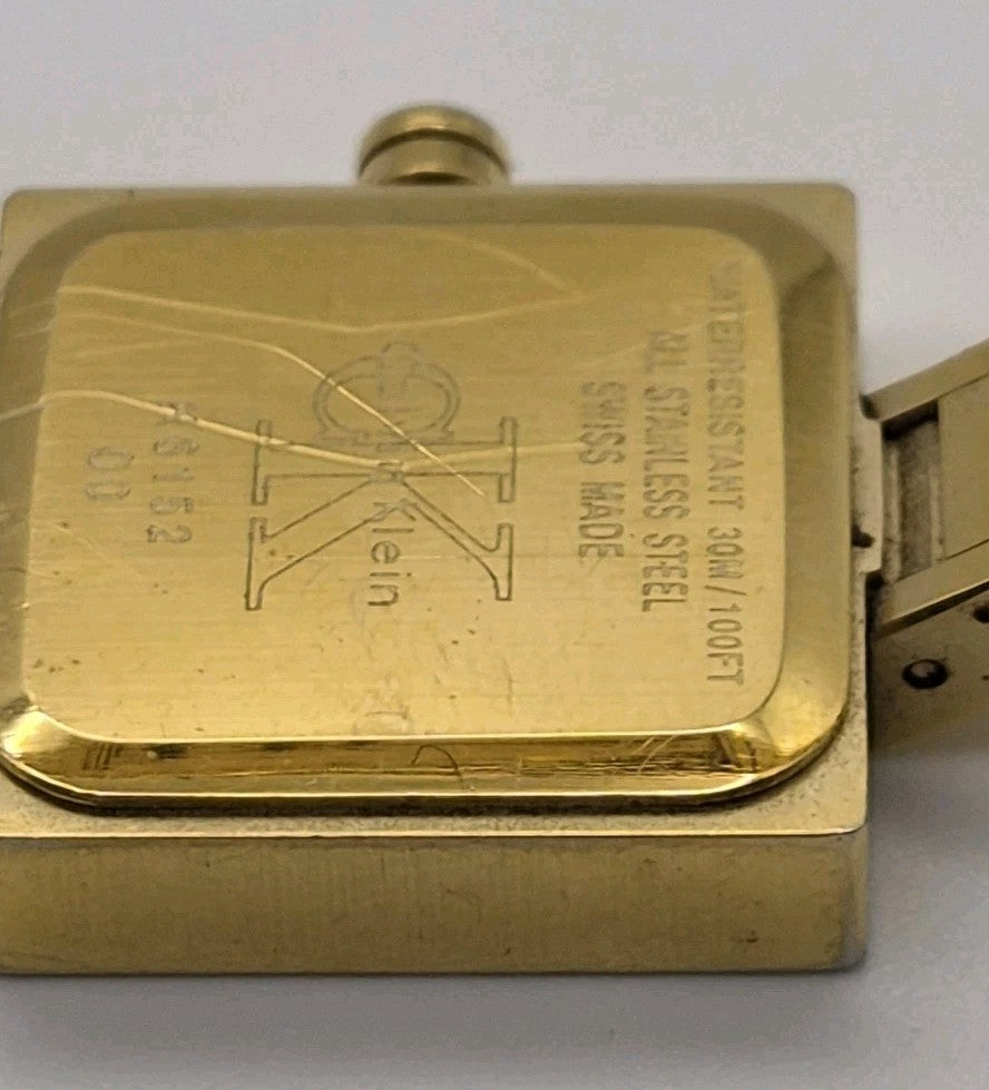 1990s Calvin Klein Swiss Made Square Quartz Watch Stainless Steel CK10