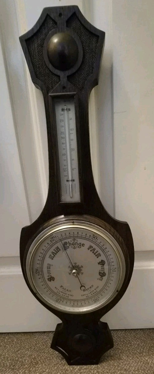 Antique Quality carved Banjo Barometer0