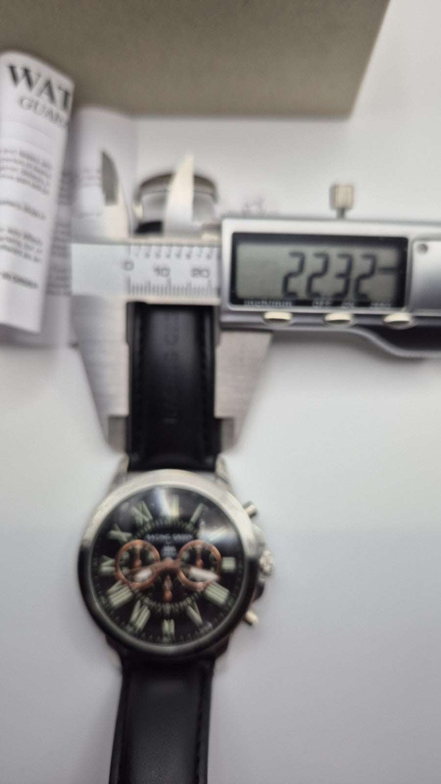 Racing Green men's chronograph watch with a black leather strap and orange...19