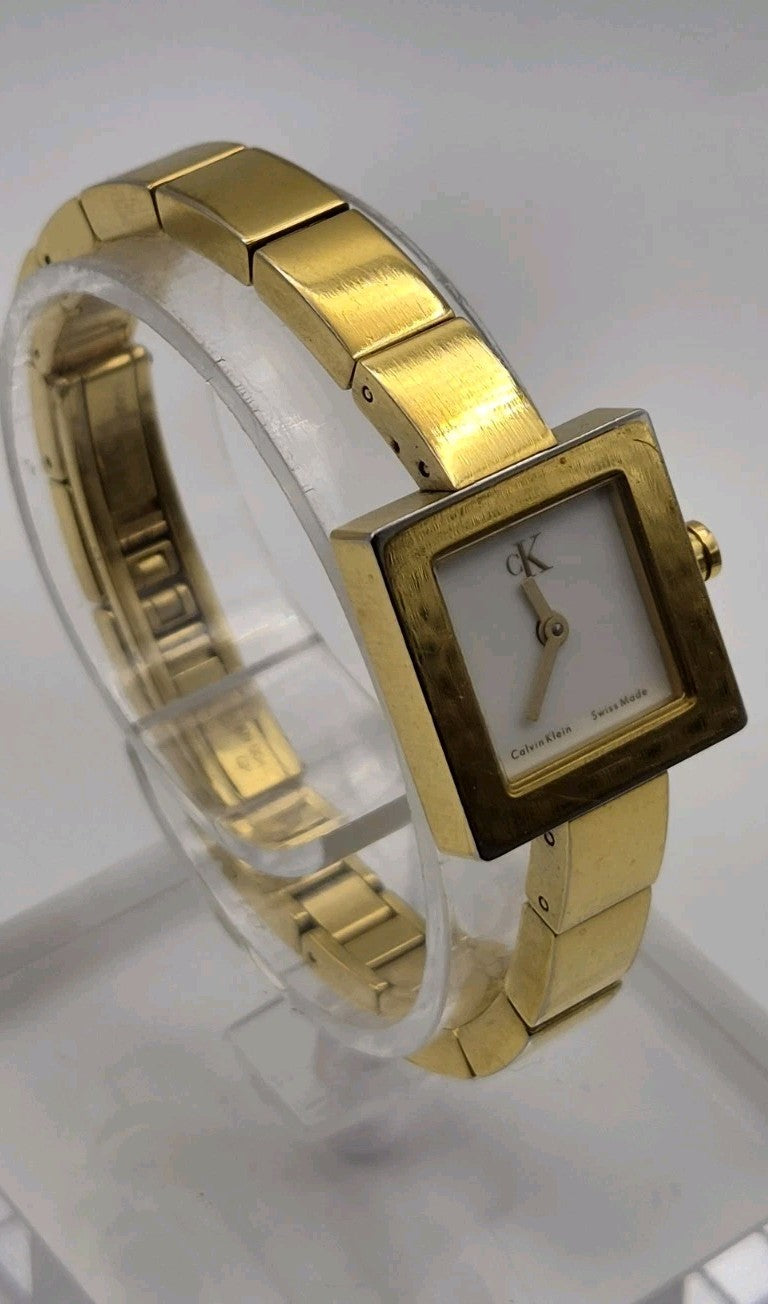 1990s Calvin Klein Swiss Made Square Quartz Watch Stainless Steel CK2