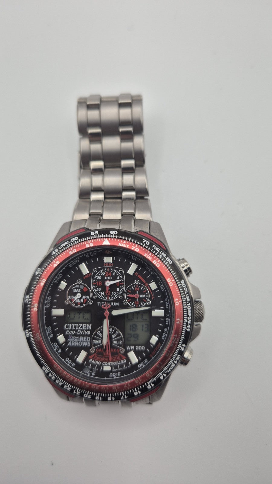 Citizen Red Arrows Skyhawk A.T watch featuring a Titanium case and bracelet10