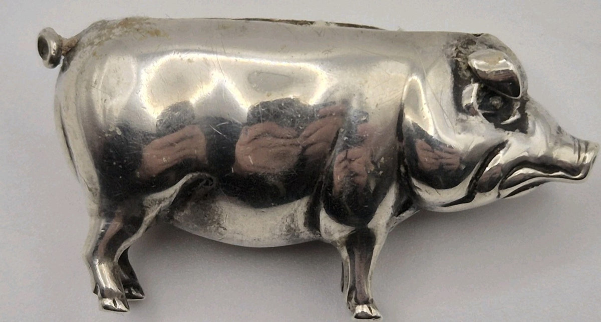 Antique Silver Pin Cushion Form Of A Pig Birmingham2