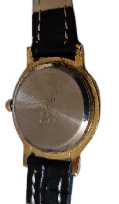 Citron Quartz Watch With Leather Strap Working With New Battery3