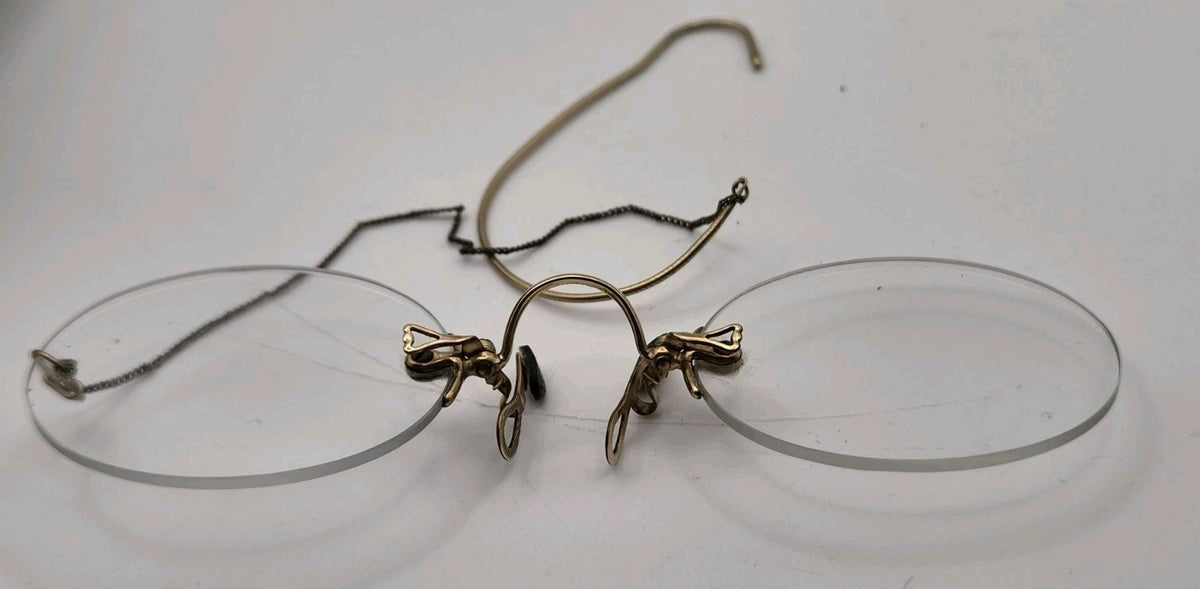 Vintage Glasses Spectacles Pince Nez 1900s Antique Gold Tone4