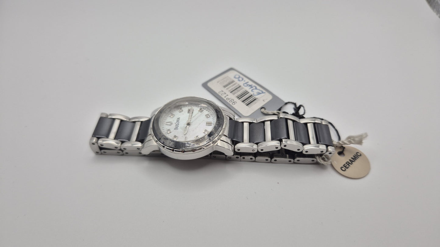 Bulova Diamond 98P122 women's watch featuring a white motherofpearl dial,...2