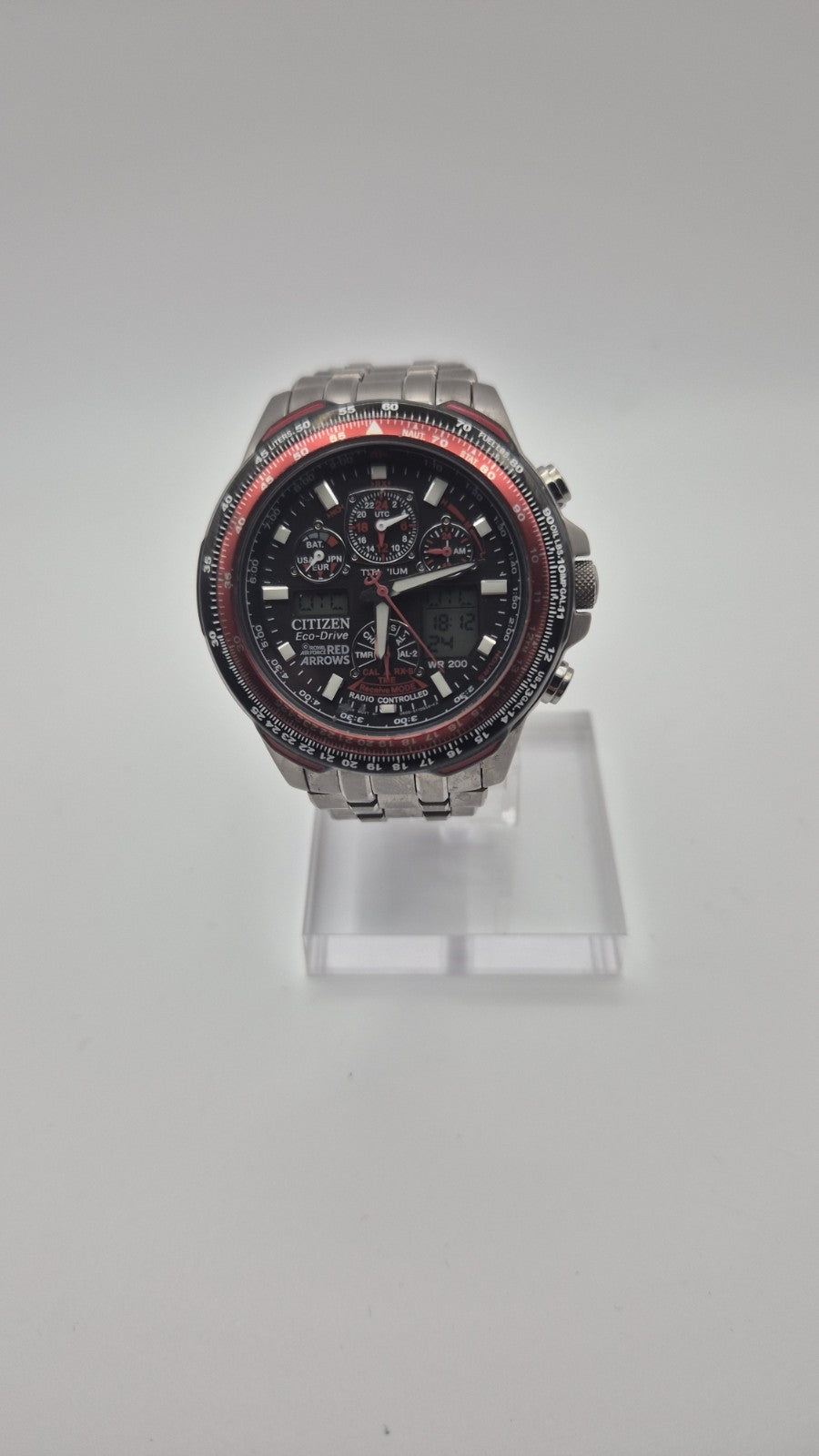 Citizen Red Arrows Skyhawk A.T watch featuring a Titanium case and bracelet0