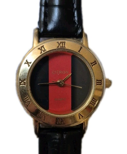 Citron Quartz Watch With Leather Strap Working With New Battery0