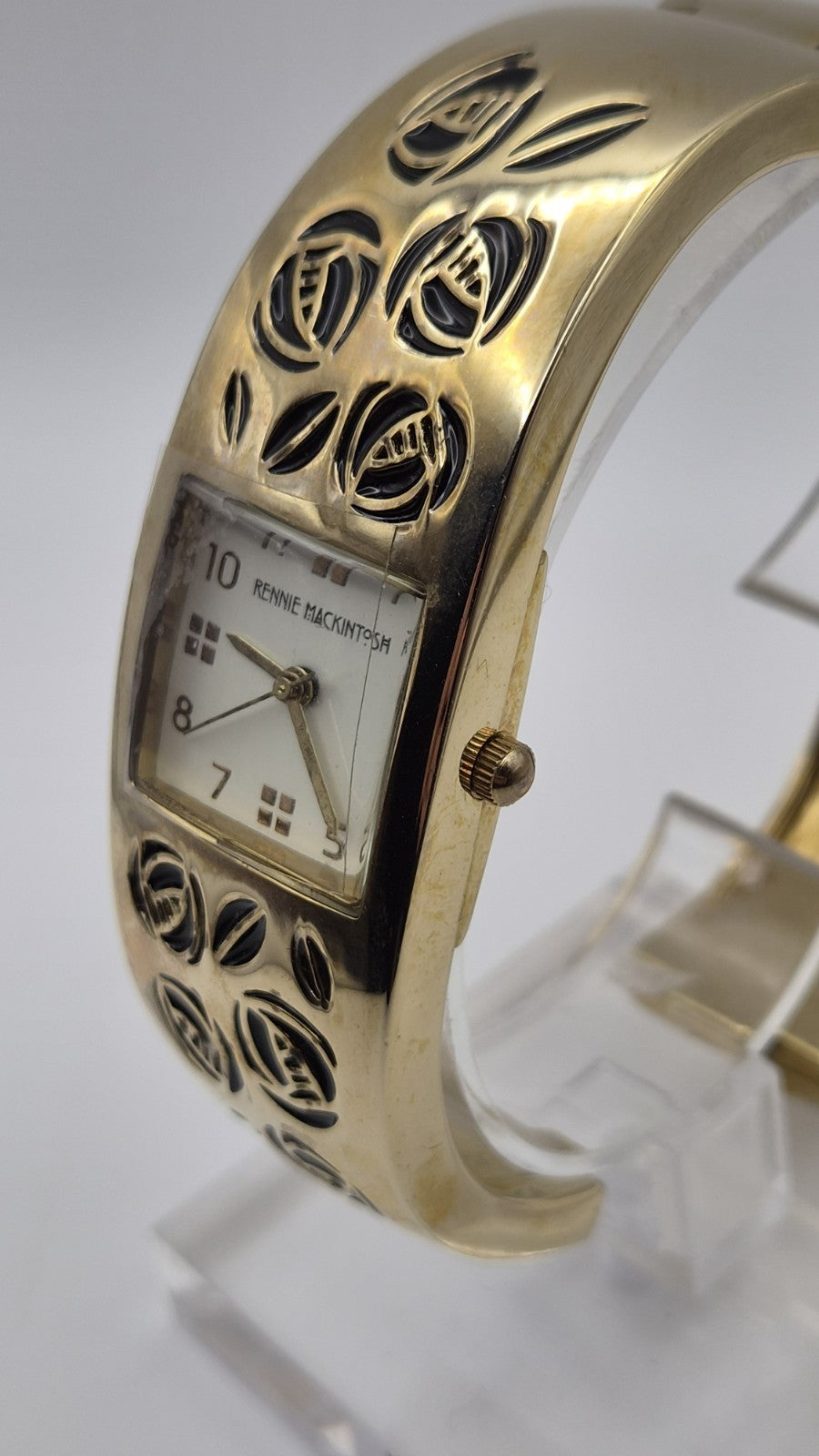 Vintage Ladies  Charles Rennie Mackintosh Gold Tone Enamel Bangle Watch9