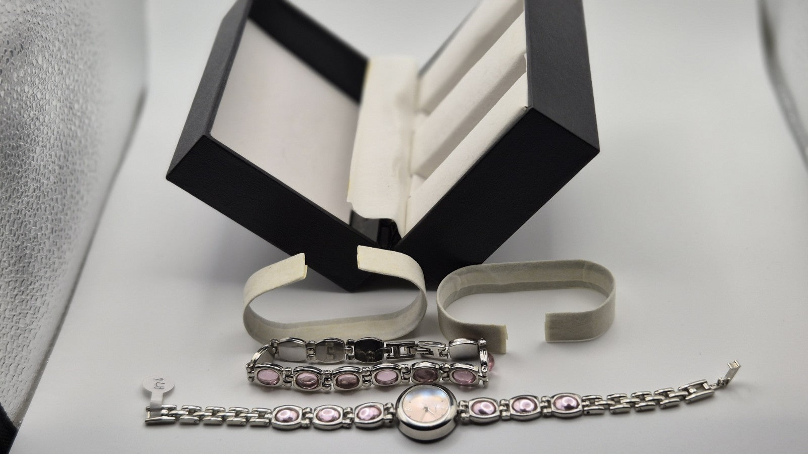 Ladies QUARTZ WRISTWATCH WITH PINK STONE STRAP AND MATCHING BRACELET IN A...21