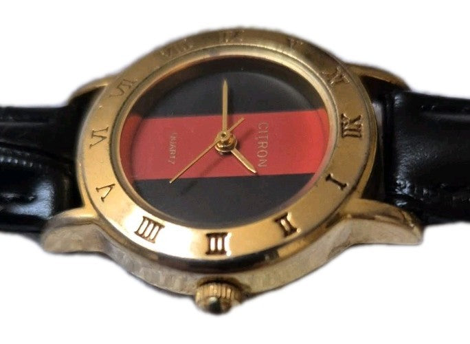 Citron Quartz Watch With Leather Strap Working With New Battery2
