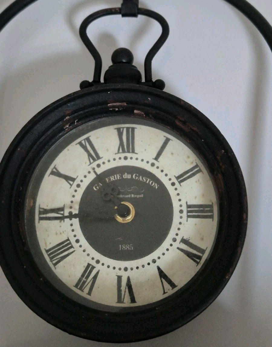 Galerie du Gaston vintage style pocket watch mantel clock featuring a black iron1