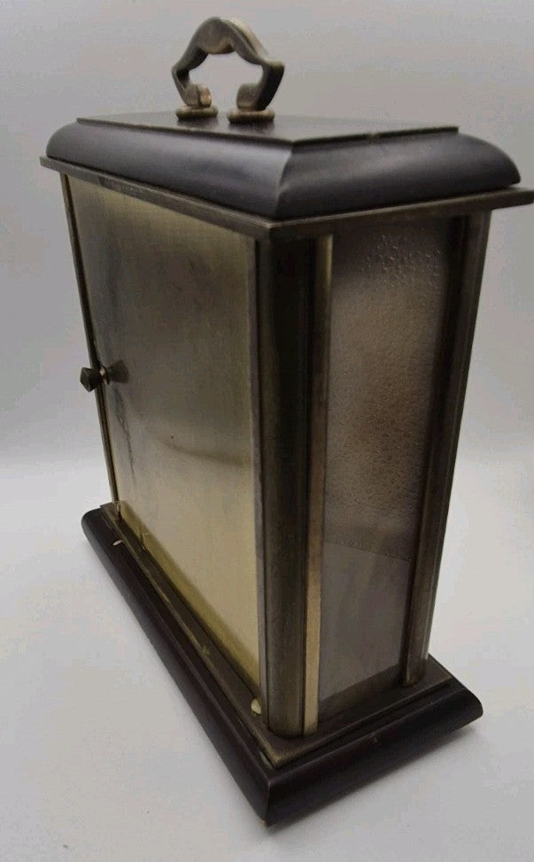 Vintage Metamec Mantle Clock In Gold With Wood Brass & Marble. Roman numerals7