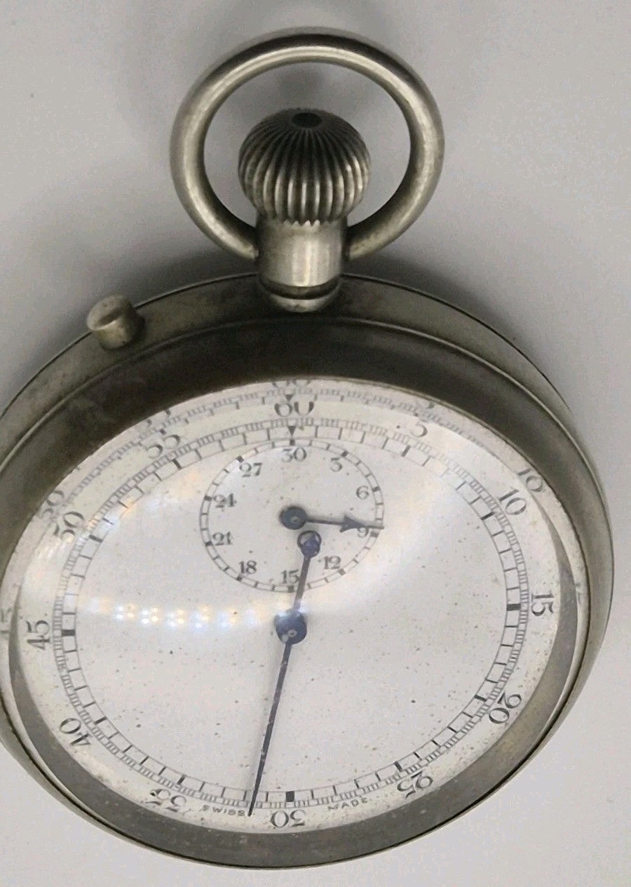 Stauffer & Co. split seconds military pocket stopwatch, signed SS&Co, Serial...0
