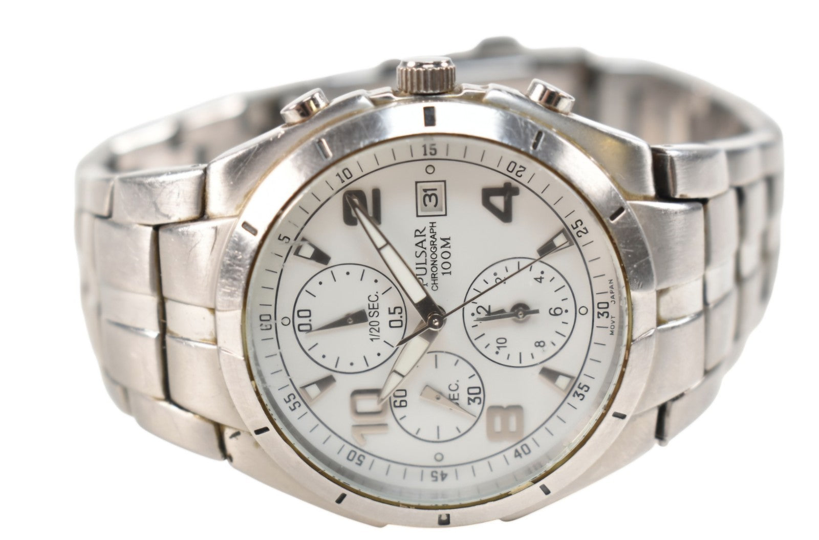 Pulsar Chronograph 100m stainless steel watch1