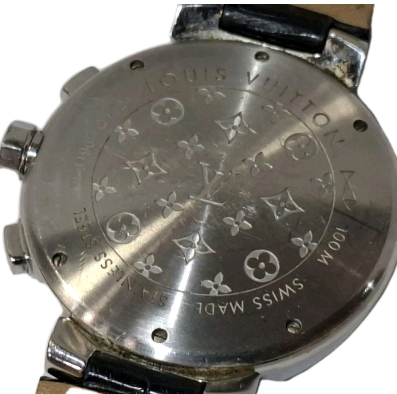 LOUIS VUITTON TAMBOUR CHRONOGRAPH STRAP WATCH. 41MM CASE, COPPER DIAL REFERENCE1