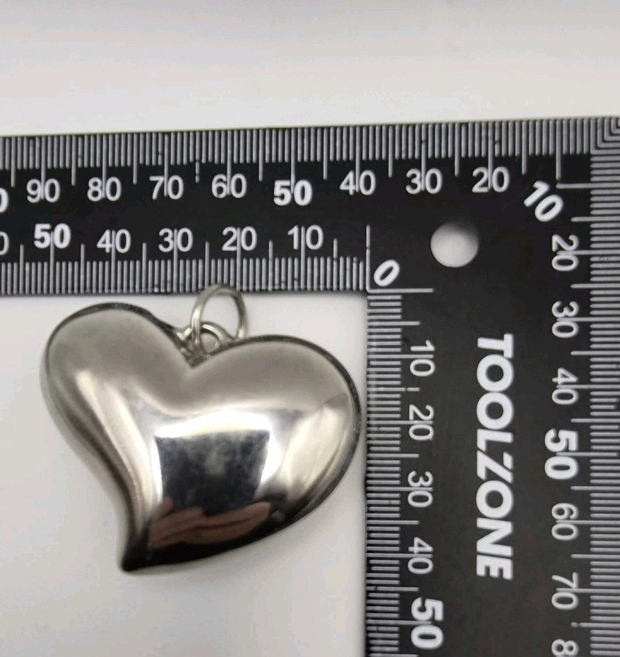 Vintage Silver Puffy Heart Charm Pendant12