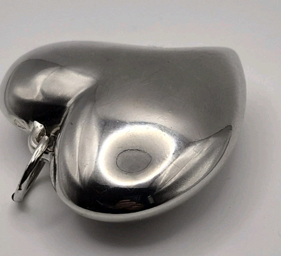 Vintage Silver Puffy Heart Charm Pendant6