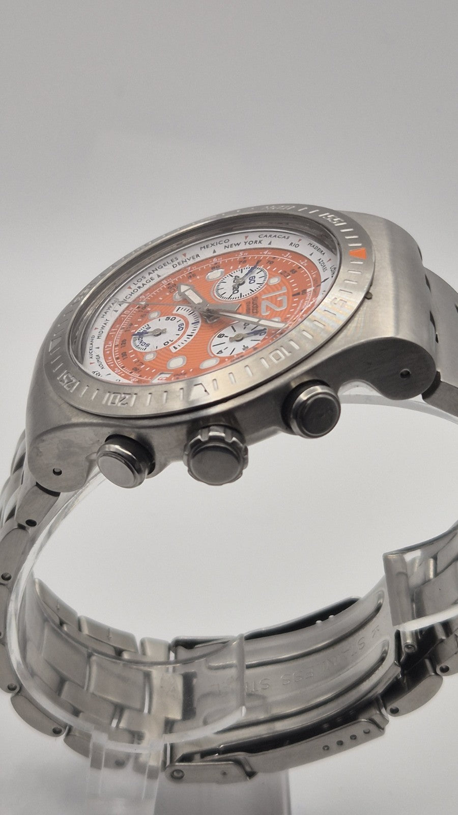 Swatch Irony Chronograph Get Fly Arancione YOS415G Orange Steel3