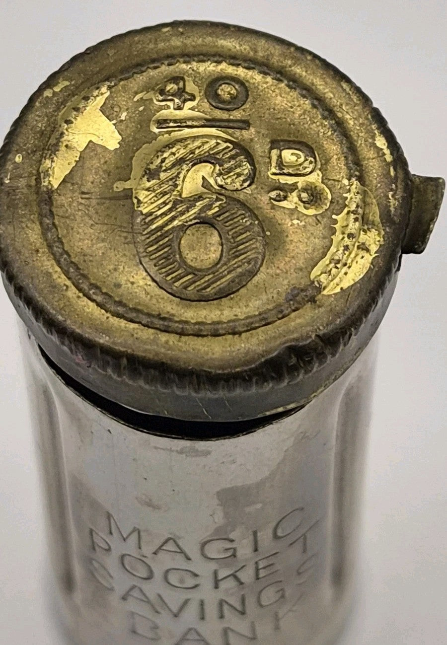 Vintage Magic Pocket Savings Bank Holds 40 x 6D coins4