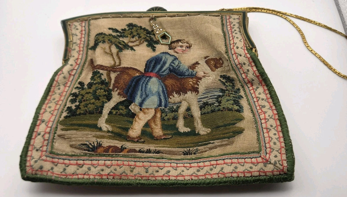 Antique needlepoint or petit point tapestry handbag10