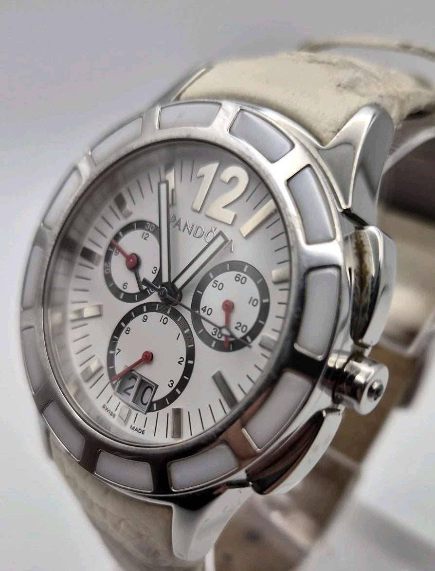 Genuine Pandora Watch Imagine Grand C Silver/White with Ceramic Bezel - 811004WH6