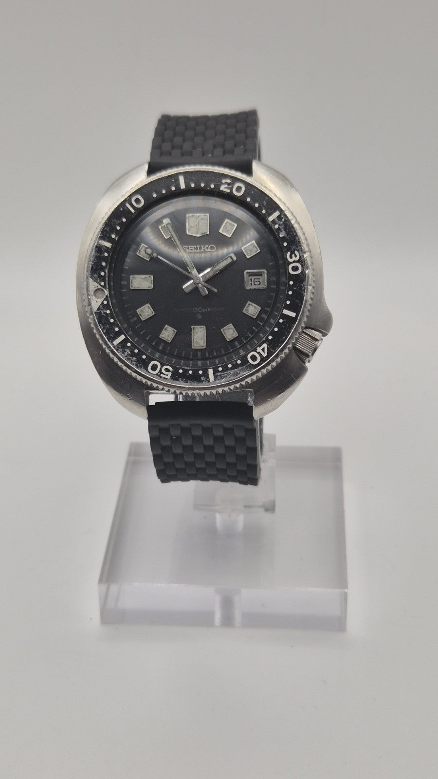 Seiko 6105  8110 'Willard' Diver Watch Vintage with waffle strap0