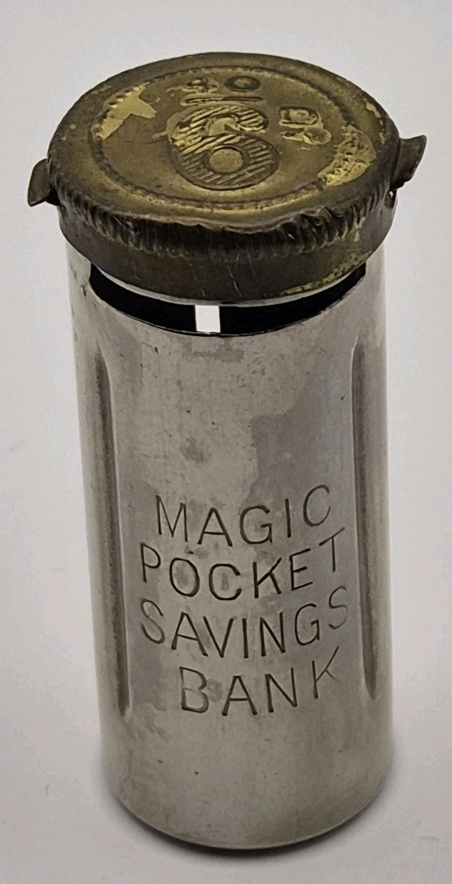 Vintage Magic Pocket Savings Bank Holds 40 x 6D coins0
