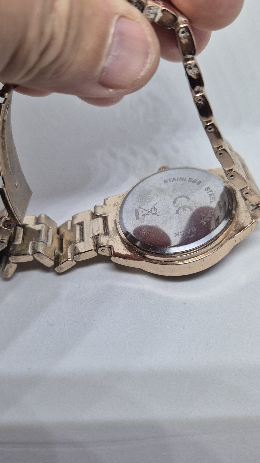 Rose Gold Tone Round Case Link Stainless Steel Band Watch9