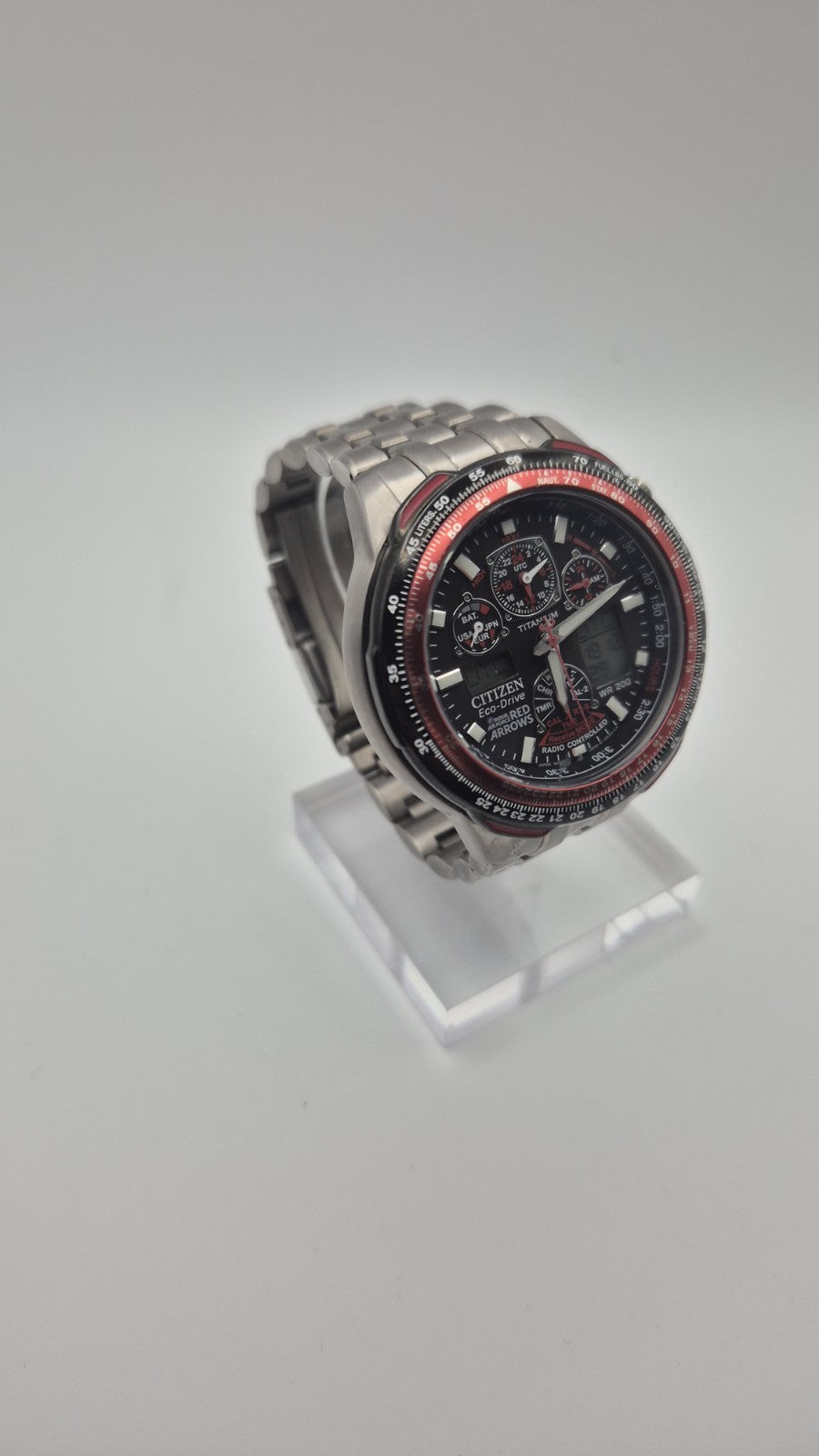 Citizen Red Arrows Skyhawk A.T watch featuring a Titanium case and bracelet1