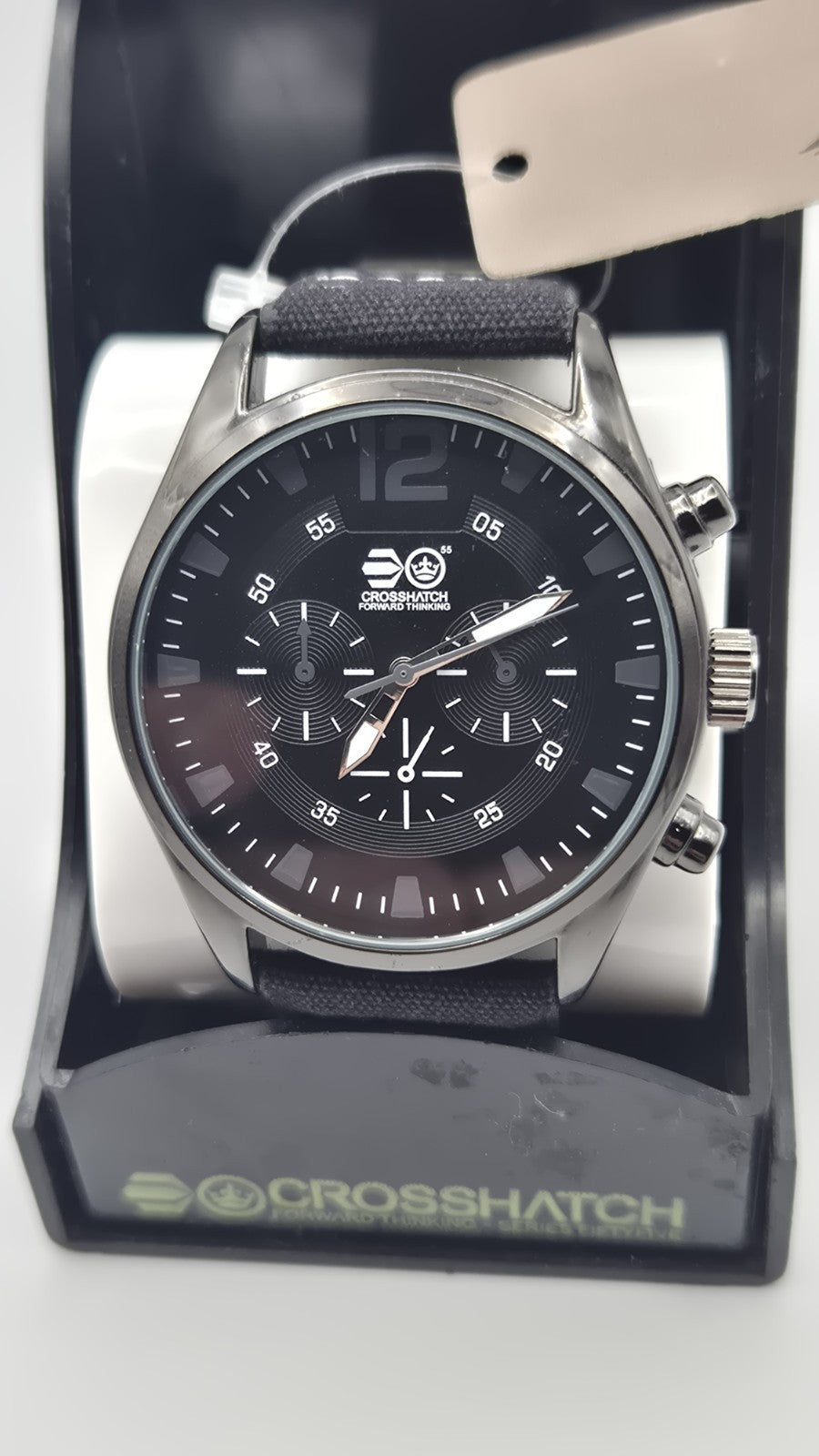 Crosshatch Men's Quartz Watch with Analogue Display and Black Strap1