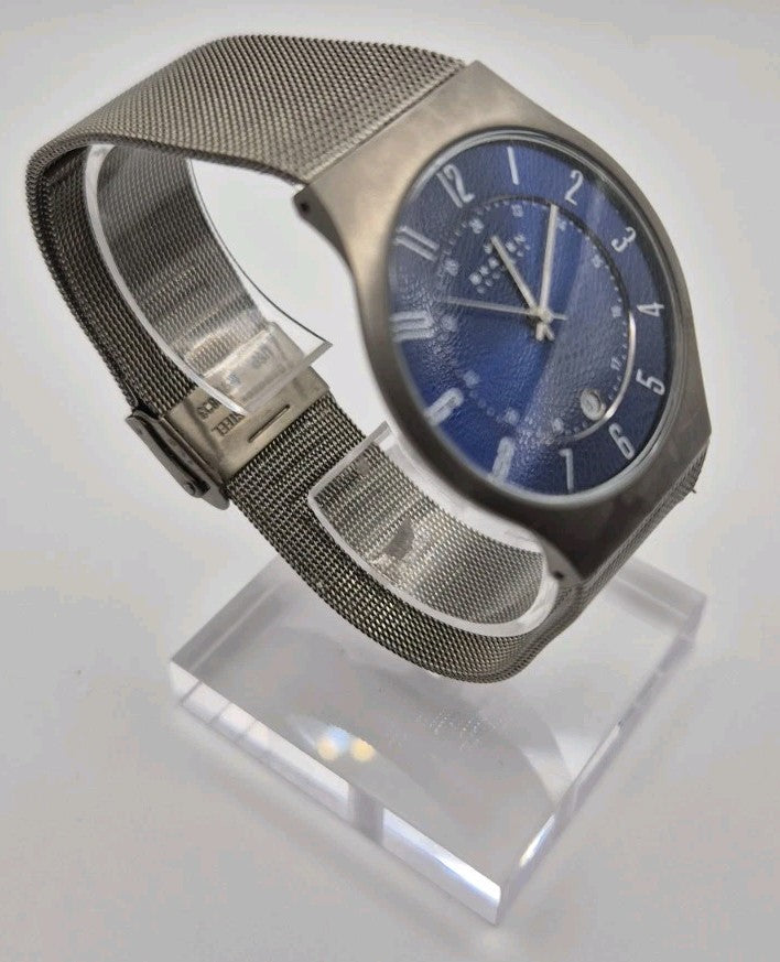 Skagen Denmark 233XLTTN Titanium Blue Dial Mesh Quartz Watch Date  Box2