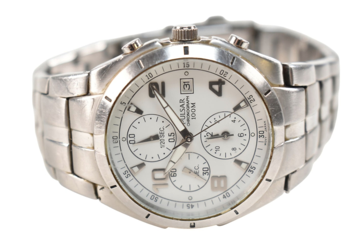 Pulsar Chronograph 100m stainless steel watch1