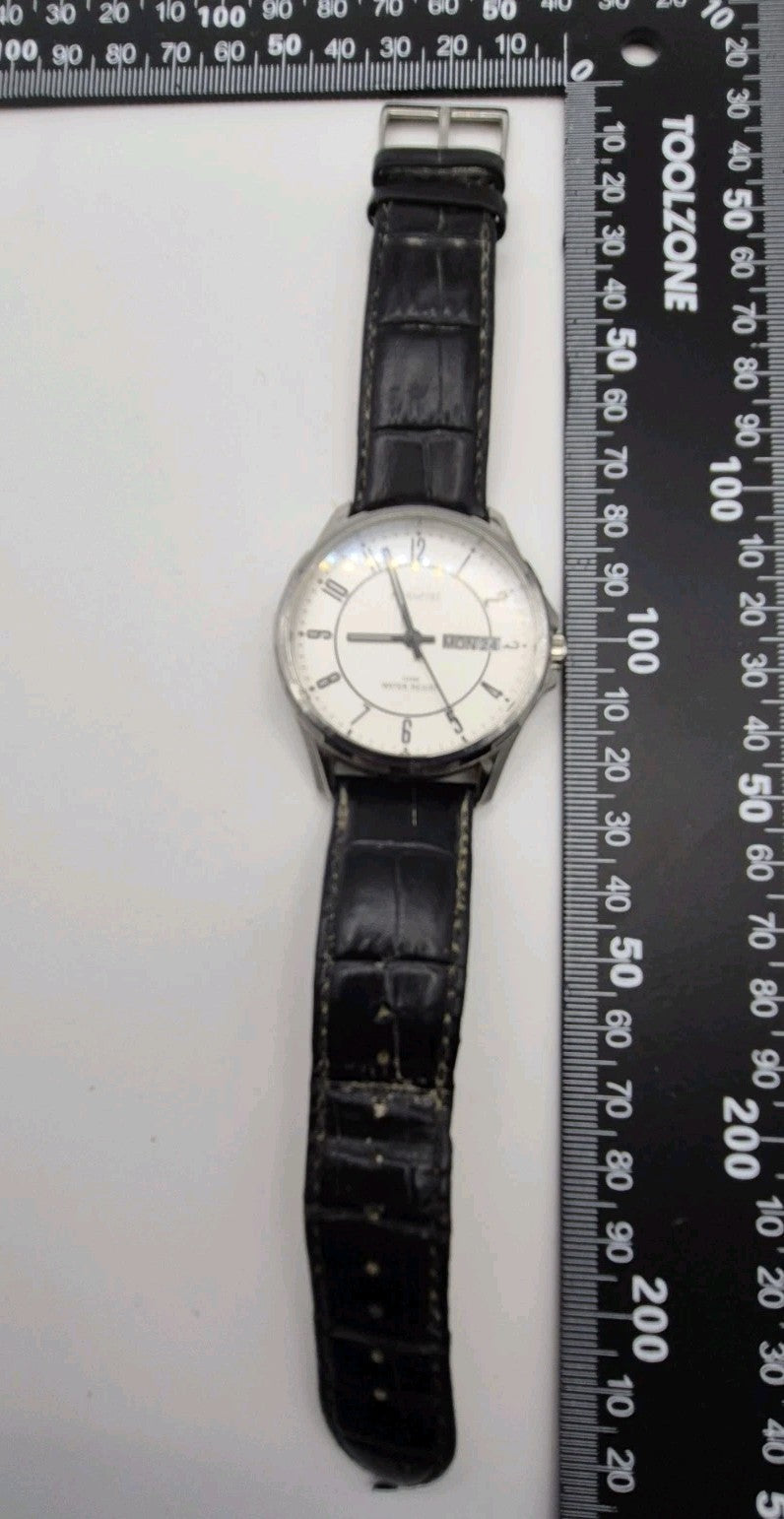 Accurist Men’s Analogue Day/Date Quartz Black Leather Strap Watch 1U05 MS990W15