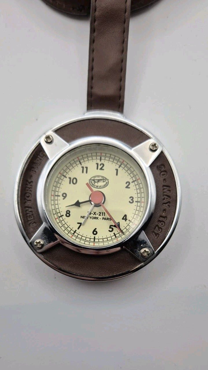 Spirit Of St.Louis Travel Leather and metal alarm clock5