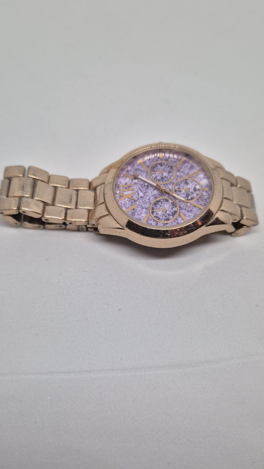 Rose Gold Tone Round Case Link Stainless Steel Band Watch4