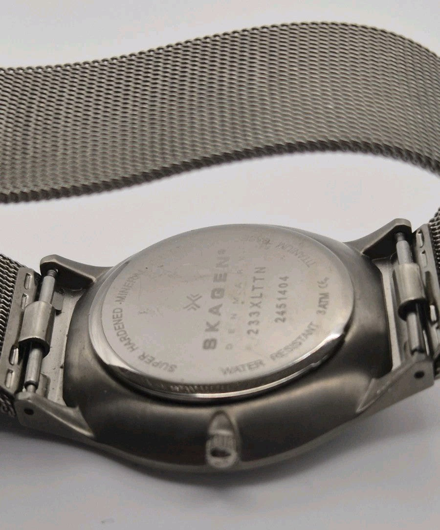 Skagen Denmark 233XLTTN Titanium Blue Dial Mesh Quartz Watch Date  Box6