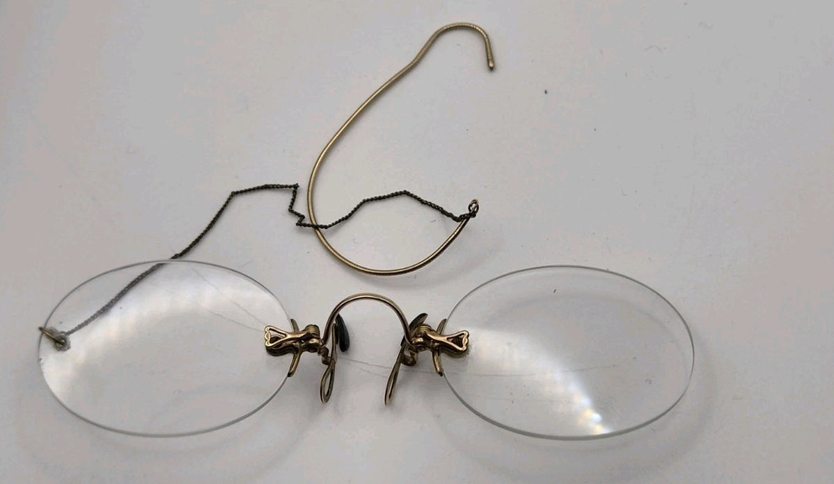 Vintage Glasses Spectacles Pince Nez 1900s Antique Gold Tone3
