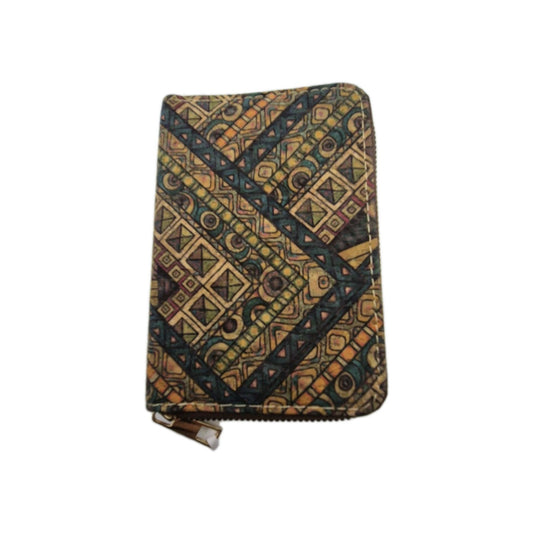 Cork wallet/purse with a colorful geometric pattern0