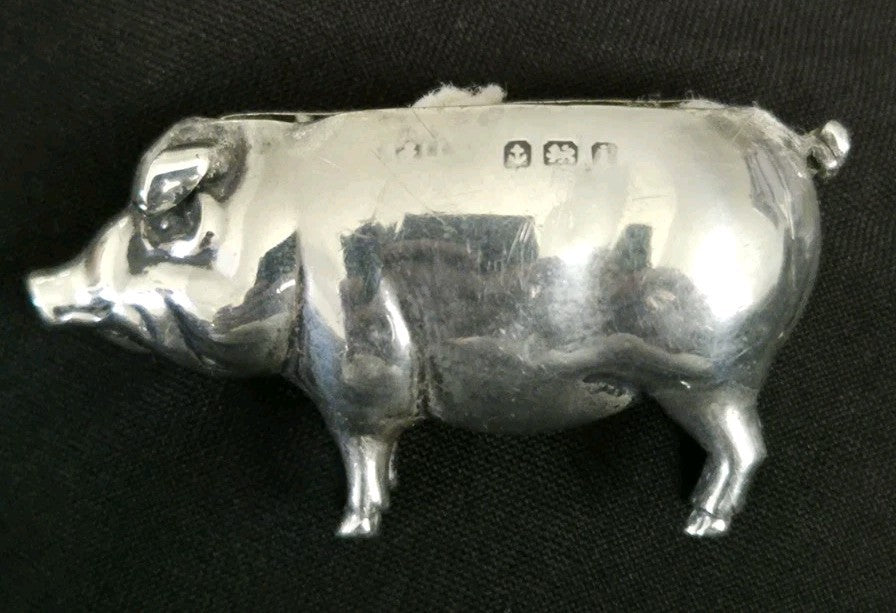 Antique Silver Pin Cushion Form Of A Pig Birmingham0