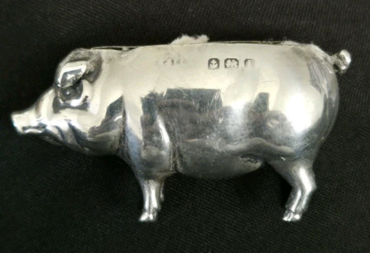 Antique Silver Pin Cushion Form Of A Pig Birmingham0