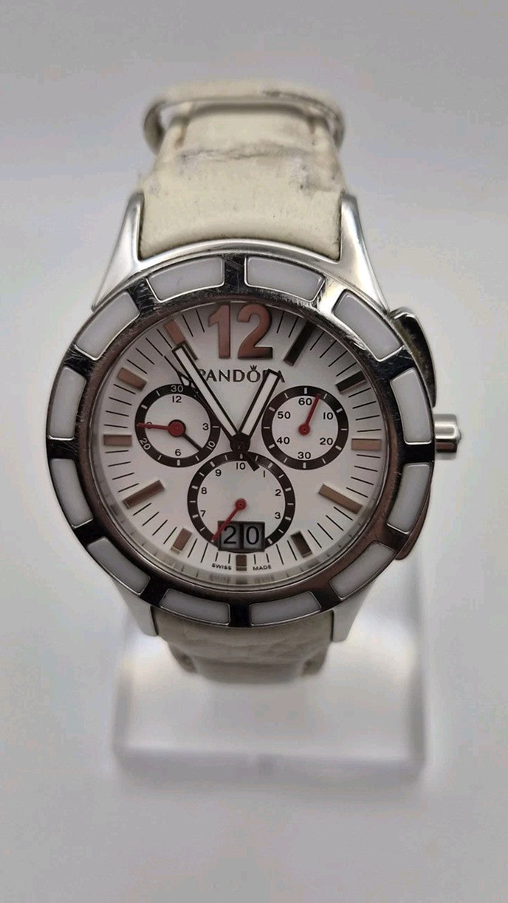 Genuine Pandora Watch Imagine Grand C Silver/White with Ceramic Bezel - 811004WH2