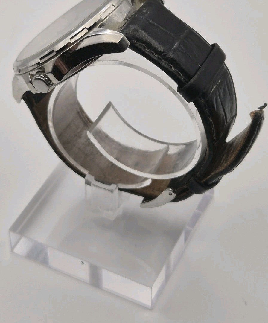 Accurist Men’s Analogue Day/Date Quartz Black Leather Strap Watch 1U05 MS990W5