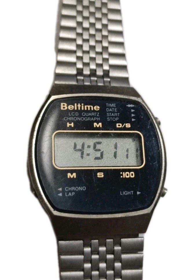 Vintage Men's LCD Quartz Beltime Watch Co. LTD 1980's Working Good Condition 0
