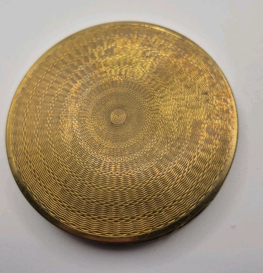 vintage gold toned powder compact1